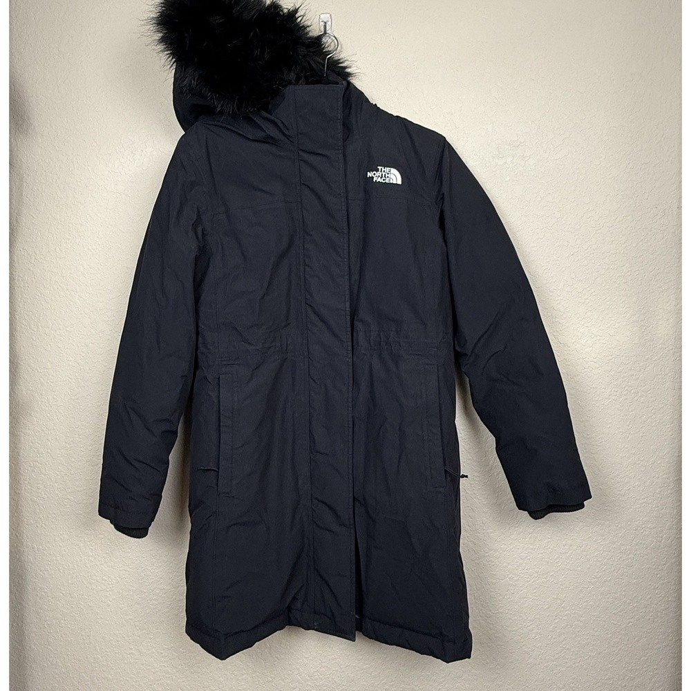 North Face Women's Black 550 Artic Parka II Long Jacket Coat Dry Vent S *Flaws